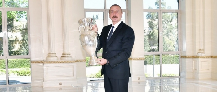 President Ilham Aliyev presented EURO 2020 Trophy
