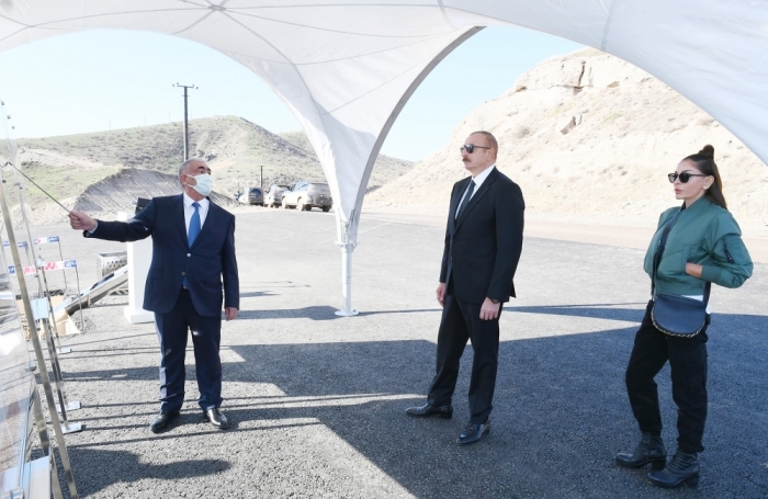 President Ilham Aliyev and Mehriban Aliyeva visited Gubadli district Foundation stone for Khanlıg-Gubadli highway was laid