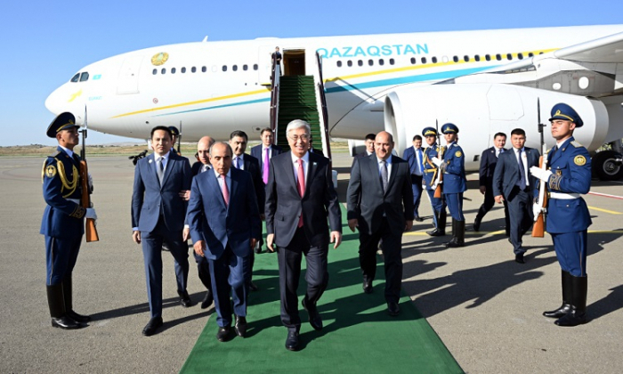 Kazakh president arrives in Azerbaijan for OTS informal summit