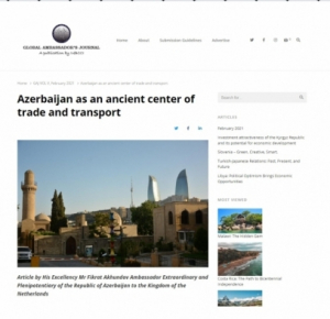 Global Ambassador's Journal: Azerbaijan as an ancient center of trade and transport