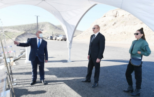 President Ilham Aliyev and Mehriban Aliyeva visited Gubadli district Foundation stone for Khanlıg-Gubadli highway was laid