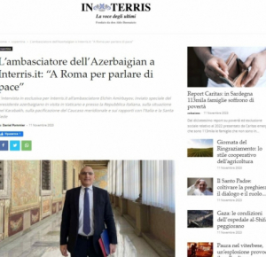 Представитель Президента по особым поручениям рассказал о реалиях Карабаха в интервью итальянскому изданию